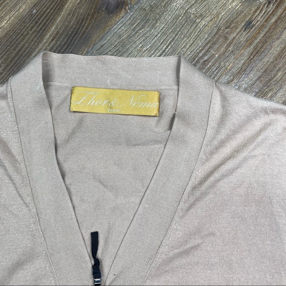 ⭐️ ZHOR & NEMA PARIS ZIP FRONT CARDIGAN SWEATER TAN SIZE S - Picture 3 of 10